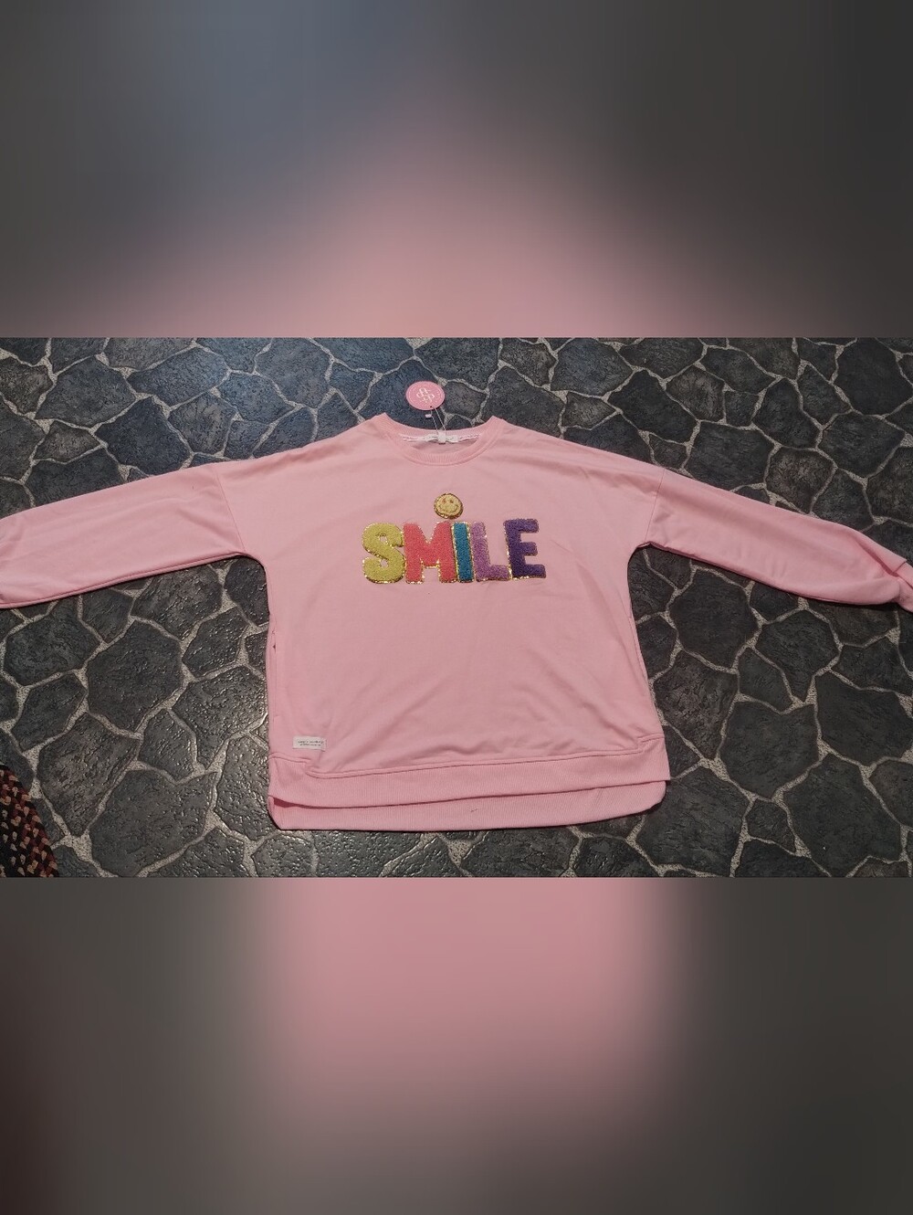 Simply Southern Pink SMILE sweatshirt with pockets size XL NWT